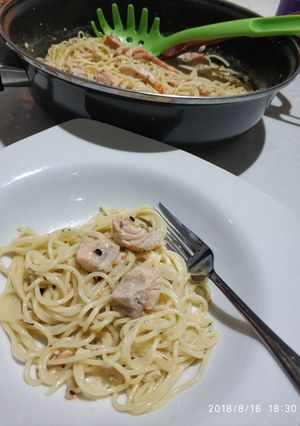 Foto resep Spaghetti salmon Carbonara ekonomis