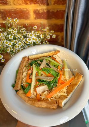 Hình của món Mì Xào Nấm Chay.