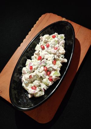 A picture of CUCUMBER ONION SALAD with HERBED HUNG CURD...