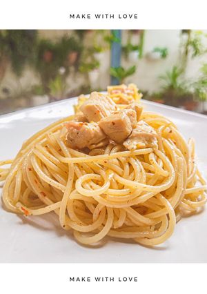 Foto resep Spaghetti Aglio Olio Ayam