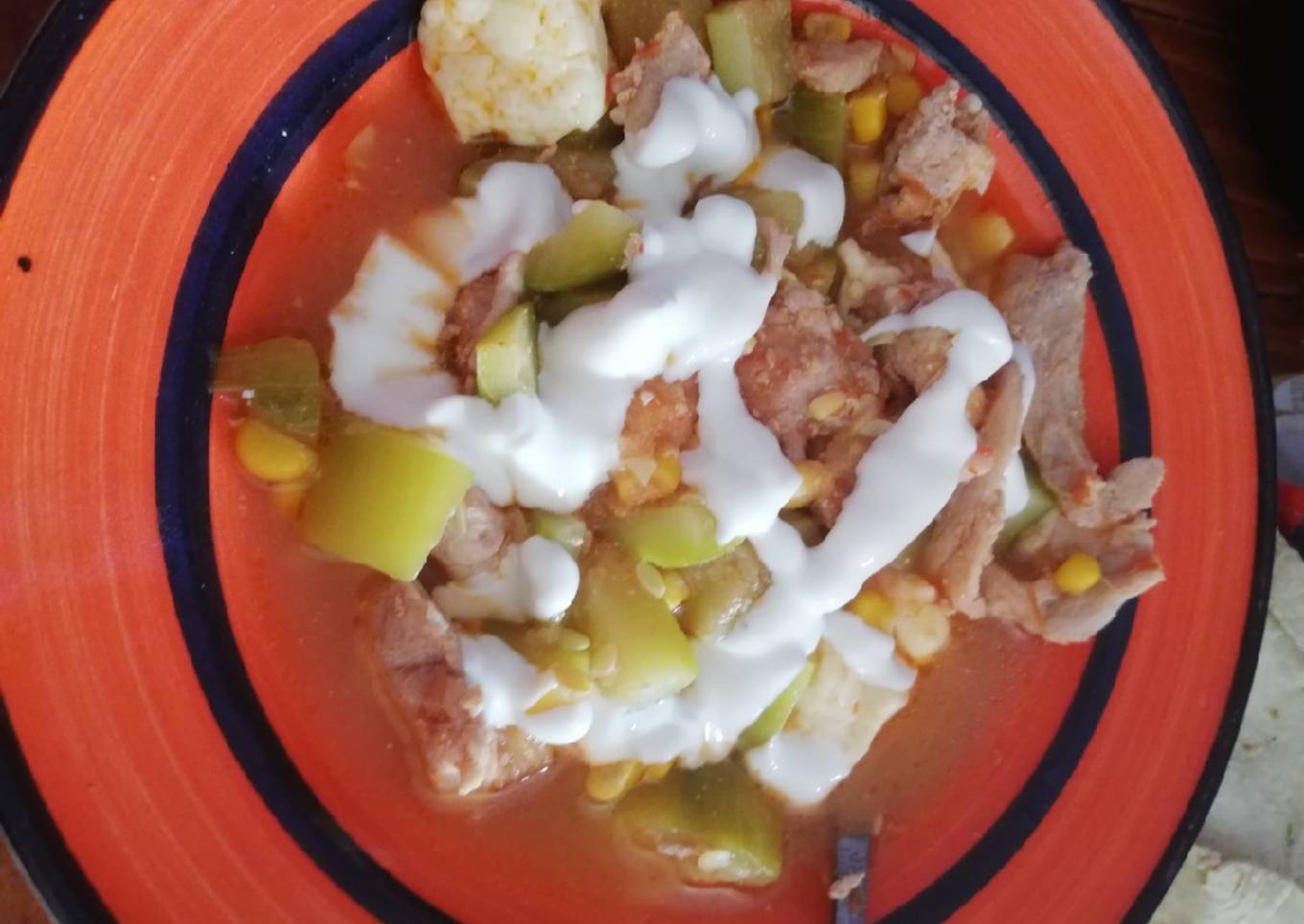 Calabacitas con carne y queso 😋