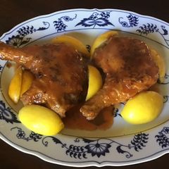 A picture of California Farm Whole Chicken Leg Quarters in Lemon Sauce.