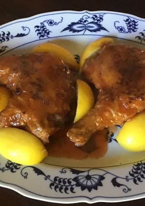 A picture of California Farm Whole Chicken Leg Quarters in Lemon Sauce.
