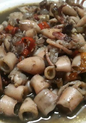 Foto resep Cumi asin saus tinta hitam