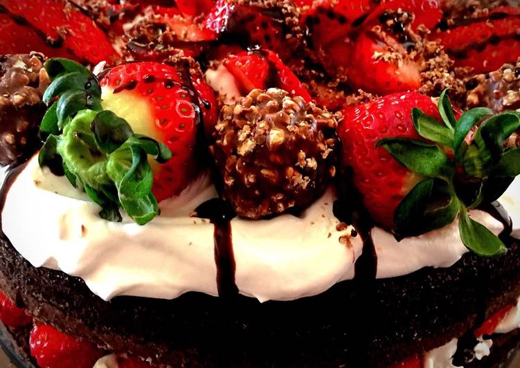 Step-by-Step Guide to Cook Perfect Ferrero Rocher Strawberry Chocolate cake