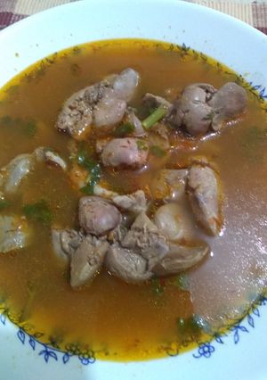 Una foto de Sopa de hígados y mollejas de pollo!!