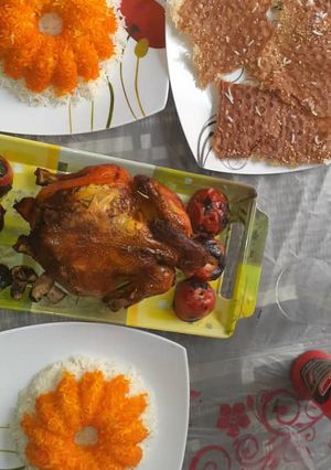 عکسی از دستور مرغ شکم پر