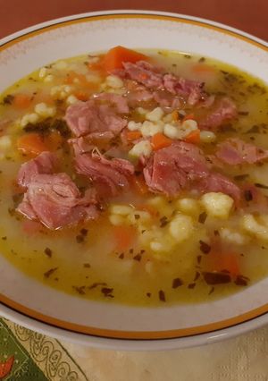 Csülökleves sajtos nokedlivel recept fotója