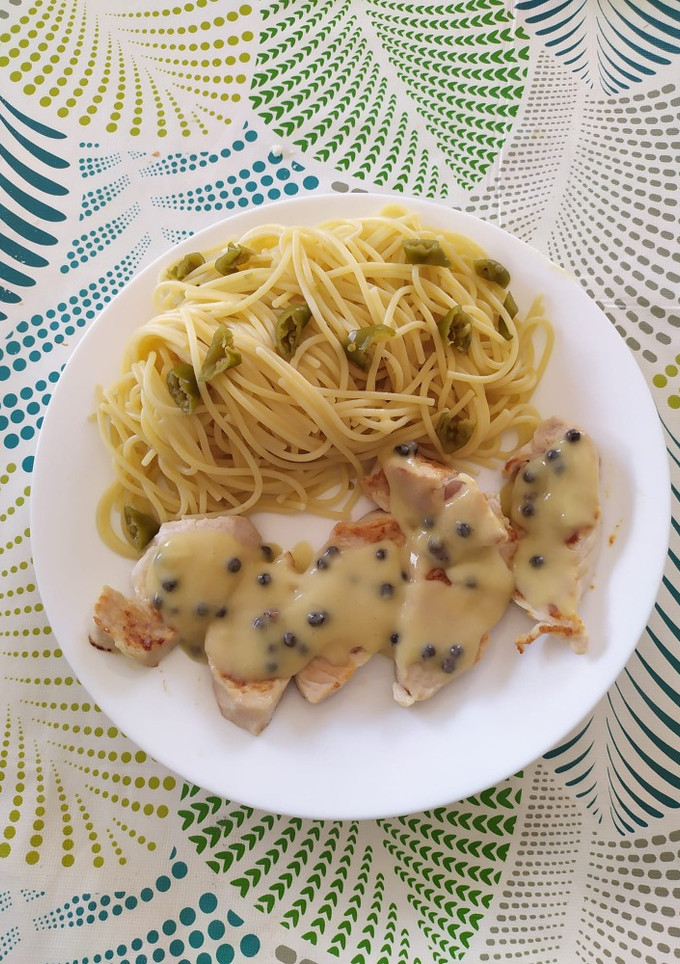 Una foto de Solomillo de pavo con salsa a la pimienta casera