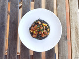 Pasta con atún y gambas