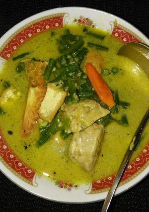 Foto resep Sayur bobor kacang panjang tahu pedas