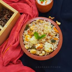 A picture of Red Rice Vegetable Pulao.