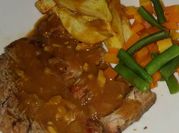 Gambar beef steak brown sauce