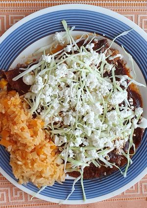 A picture of Enchiladas with Two-Chile Sauce.
