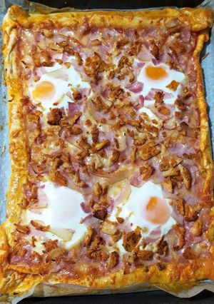 Una foto de Pizza con base casera sin levadura