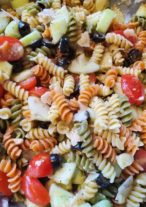 A picture of Greek Pasta Salad.