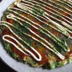 A picture of Zucchini & Edamame Okonomiyaki.