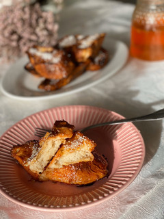 Una foto de Torrijas con leche de coco