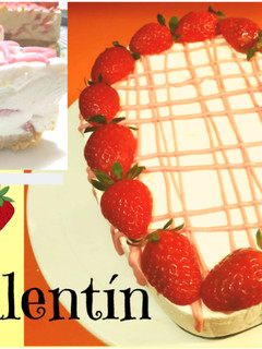 Una foto de Tarta San Valentín de queso y fresas sin horno