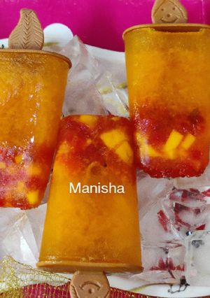 A picture of Mango Frooti Cherry Popsicles (Fruits Popsicles).