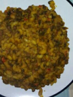 A picture of Brown beans and macaroni.