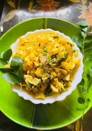 A picture of Thoran Cabbage, Kerala Special side dish in lunch time,just like crunchy Salad,tasty and healthy.