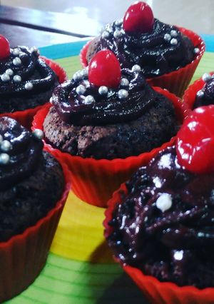 A picture of Eggless Chocolate Cupcakes.