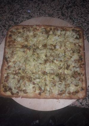 صورة لوصفة بيتزا بالكريم فريش وبطاطا