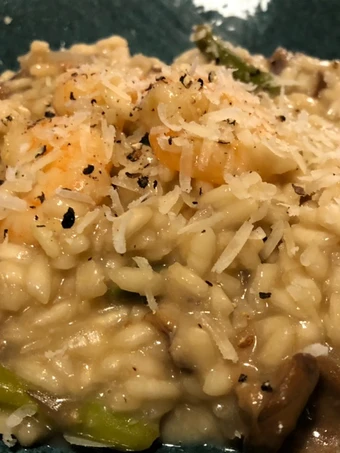 Recipe King Prawn, asparagus, and porcini mushroom risotto the Delicious Appealing