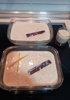 Una foto de Arroz con leche con base de toffee