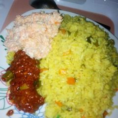 Fried rice and Salad A picture of Fried rice and Salad.