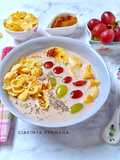 Oats overnight with Banana and grapes