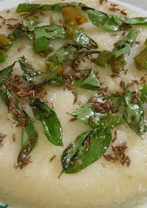 A picture of Rava / semolina dhokla.