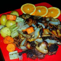 A picture of Mike's Porterhouse Steaks & French Vegetable Melody.