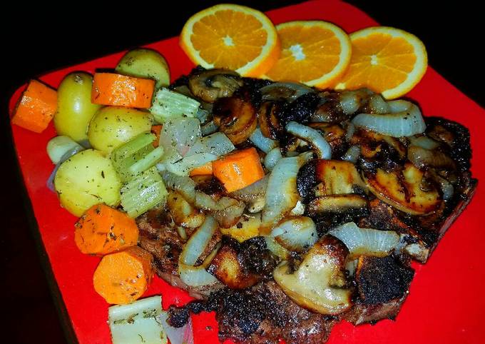 Recipe of Speedy Mike&#39;s Porterhouse Steaks &amp; French Vegetable Melody