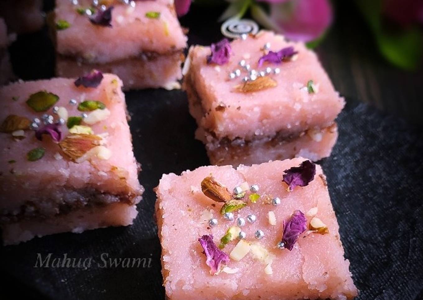 Gulkand Rose Semolina Burfi