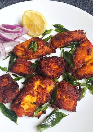 A picture of Garlic Lemon flounder Fish fry.