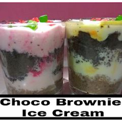 Dessert in a shot glass: Layered Choco brownie ice cream A picture of Dessert in a shot glass: Layered Choco brownie ice cream.