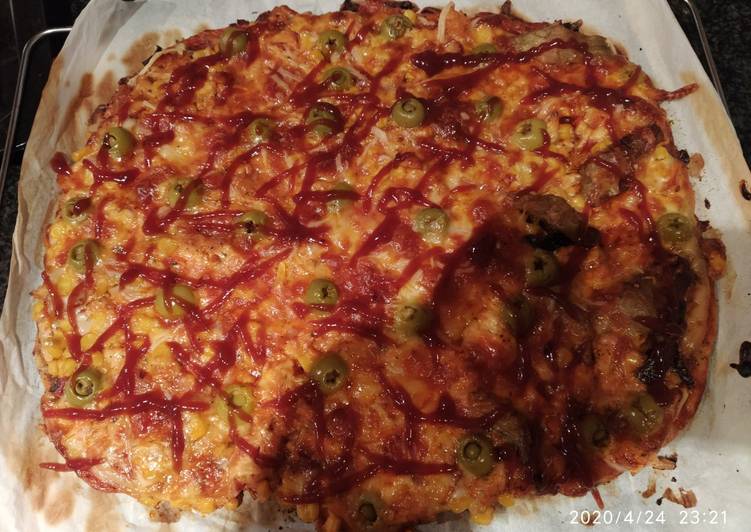 Pizza casera en masa de cereales