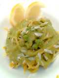 Linguine con crema di piselli limone e pecorino