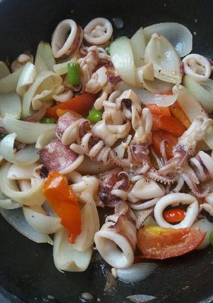 Hình của món Mực xào.