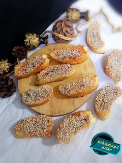 عکسی از دستور نان باگت عسلی کنجدی