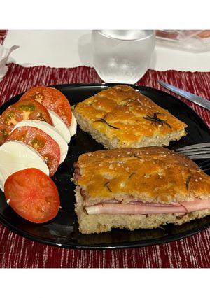 A picture of Focaccia Bianca with Salt and Rosemary.