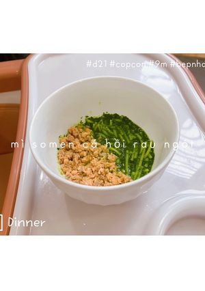 Hình của món Mì somen 🍜 cá hồi rau ngót 🌿.