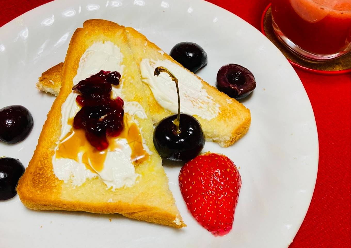 Tostada con Queso Mascarpone con toque de jalea de Arándanos Para un Buen Desayuno !! 🍒🍎
