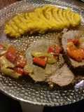 Carne a la cerveza con puré de batata