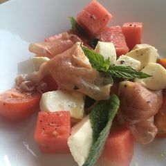 A picture of Watermelon and mint salad.
