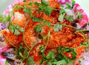 Hình của món Tôm sốt thái.