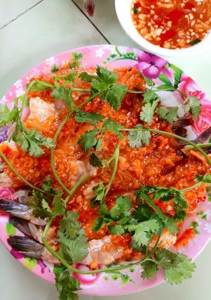 Hình của món Tôm sốt thái.