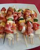 Brochetas de camarones